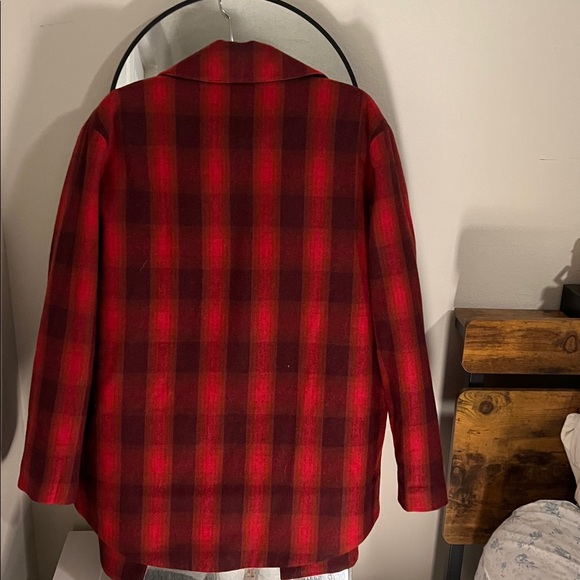 Pendleton Buffalo Check Wool Pea Coat FITS like a large Medium EUC - Picture 5 of 12